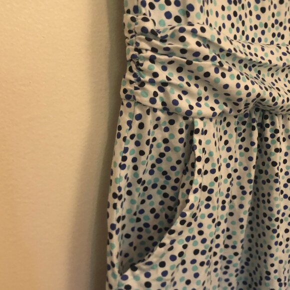 Boden Margot shift dress w/ pockets--white w/ blue polka dots sz 6P - Picture 9 of 12